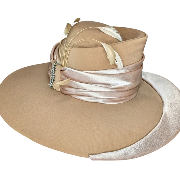 BEN MARC WIDE BRIM DERBY/CHURCH OLD MONEY GLAM SOPHISTICATED HANDMADE HAT.RARE - Picture 3 of 9